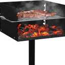 Park Grills, 256 Sq. In, Park Style Charcoal Grill, Heavy Duty In Ground Park Grill with Stainless Steel Cooking Grate and Cover for Commercial and Outdoor Cooking 16'' L x 16'' W x 8'' H