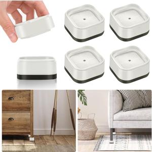 4 Pack Furniture Risers 1 Inch, Adjustable Bed Risers Heavy Duty for Table Desk Couch Chair Sofa Cabinet Bed Legs Dorm, Square Stackable Bed Raisers Blocks Lift Height 1", 2" or 3", White