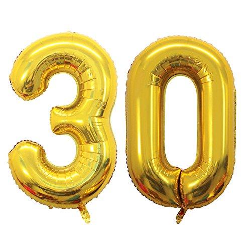 GOER Number 30 Balloons for 30th Birthday Party Decorations,42 Inch Jumbo Foil Helium Balloons for 30th Anniversary (Gold)