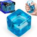 Premium MEGA Cube Extra Large Ultra-Firm Gel Squishy Fidget Toy | Stress Balls for Adults with Non-Sticky, Odor-Free Shell & Reinforced Dual Leak-Proof Seals for Heavy-Duty Use | 1-Pack Blue