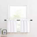 NICETOWN Room Darkening Window Curtains - Adjustable Double Rod Pocket 50% Blackout Short Window Treatment Tiers for Kitchen/Cafe/Bathroom, Pure White, 2 Panels, 29 by 24 inches + 1.6 inches Header