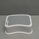 Forbena Toddler Step Stool for Bathroom Sink, 2 Step Stool for Kids Toilet Potty Training, Non-Slip Toddlers Baby Child Kid Plastic Poop Stools with Handle for Kitchen Counter Bed (White-Grey)