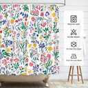 Floral Shower Curtain for Bathroom Decor, Modern Asthetic Bathroom Curtain Set, Waterproof Fabric Shower Curtain with Hooks, Artwork by Artist, Machine Washable, 72x72 in