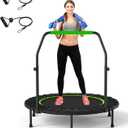 JUSTJUMP 40" Rebounder Trampoline for Adults Indoor Outdoor Fitness Foldable Trampoline Max Load 275lbs with Adjustable Foam Handle 4-Level Height Adjustable (Black)