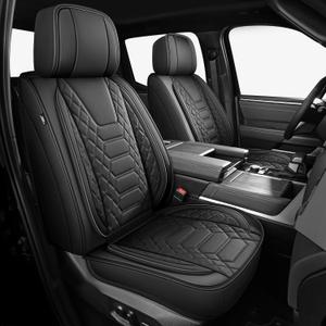 FREESOO Tundra 2022-2025 Full Set Seat Covers, Fit for Toyota Tundra Crewmax Double Cab, Custom Truck Seat Covers with Waterproof Faux Leather Black