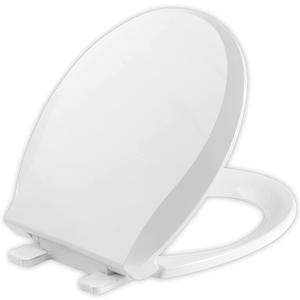 JINGZE Round Toilet Seat with Slow Close Standard Toilet Seat,Quiet Toilet Cover Seat Toilet Lid Durable Refused to Loosen Easy to Install & Clean,White