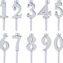 Otoolling 1 Set Number Candle Holder Set Silver Candle Holder Gifts Handmade Recycled Aluminum Toppers for Birthdays Cakes Anniversaries Celebrations