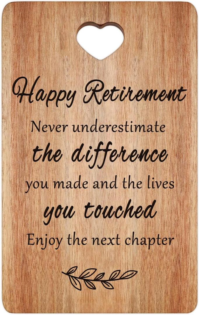 Retirement Gift for Women Men Retired Cutting Board Happy Retirement Gift Going Away Gift for Coworker Teacher Boss Nurses Friend Mom Ladies Retired Gifts Wood Engraved Board Funny Farewell Gift