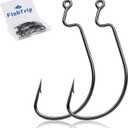 FishTrip 50pcs EWG Hooks for Bass Fishing, Offset Worm Hook Texas Rig Hooks Live Bait Fishing Hooks for Freshwater Saltwater Size 4
