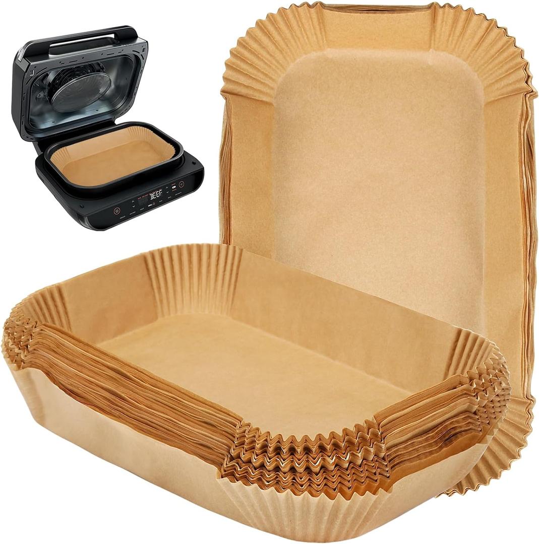 BYKITCHEN Air Fryer Liners for Ninja FG551/DG551/IG651 Foodi Smart XL Indoor Grill, Set of 100, Rectangle Air Fryer Parchment Paper Liners, Ninja Foodi XL Grill Accessories
