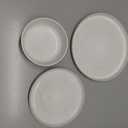 12-Piece Stoneware Dinnerware Set, Flared Plates & Bowls with Reactive Glaze, Speckles & Spirals, Chip & Scratch Resistant Dishes, Dishwasher Safe, Modern Rustic, Service for 4, White