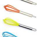 Mini Whisks 6 inch 4Pcs silica gel stainless steel Whisk, Hand Egg Mixer for Flour Cake Egg, Kitchen Cooking Baking Use Whisk redyelloworangeblue