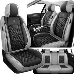 Car Seat Covers Fit for Toyota Camry 2012-2026, 3D Waist Support & Premium Nappa Leather, Waterproof, Scratch-Resistant (Black Gray, Full Set)