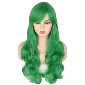 Topcosplay Women or Girls Patrick Wigs Green Long Big Wavy Halloween Cosplay Costume Wig Harajuku Lolita Style