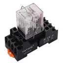 TWTADE/DC 12V Relay 5A Electromagnetic Power Coil Relay 14 Pins 4PDT 4NO+4NC HH54P MY4J with Indicator Light & Socket Base -YJ4N-GS