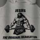 Jesus The Original Deadlifter, White T-Shirt, M
