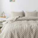 WDCOZY Light Beige Quilt King Size Bedding Set with 2 Pillow Shams, Lightweight Soft Bedspread Coverlet, Thin Comforter Bed Cover for All Season, 3 Pieces, 104x90 inches