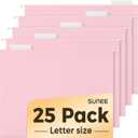 SUNEE 25 Pack Hanging File Folders, Pink Folders, Hanging File Folders Letter Size with 1/5-cut Tabs, Stay Organized for Your Home and Office Bulk File and Documents