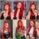 Red Clip in Hair Extensions Real Human Hair - 24 Inch Bright Red Real Remy Human Hair,120g 7pcs, Burgundy Straight Clip ins for Women