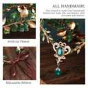 MOSTORY Woodland Elf Flowr Crown - Handmade Fairy Headpiece Forest Floral Headband Elven Circlet with Crystal for Women s Renaissance Party Cosplay Masquerade Photo Shoot