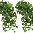 Hollyone 2pcs Artificial Hanging Plants 24" Fake Ivy Vine Faux Ivy Leaves Hanging Plant Greenery for Wall House Room Patio Indoor Outdoor Home Shelf Office Wedding Decor