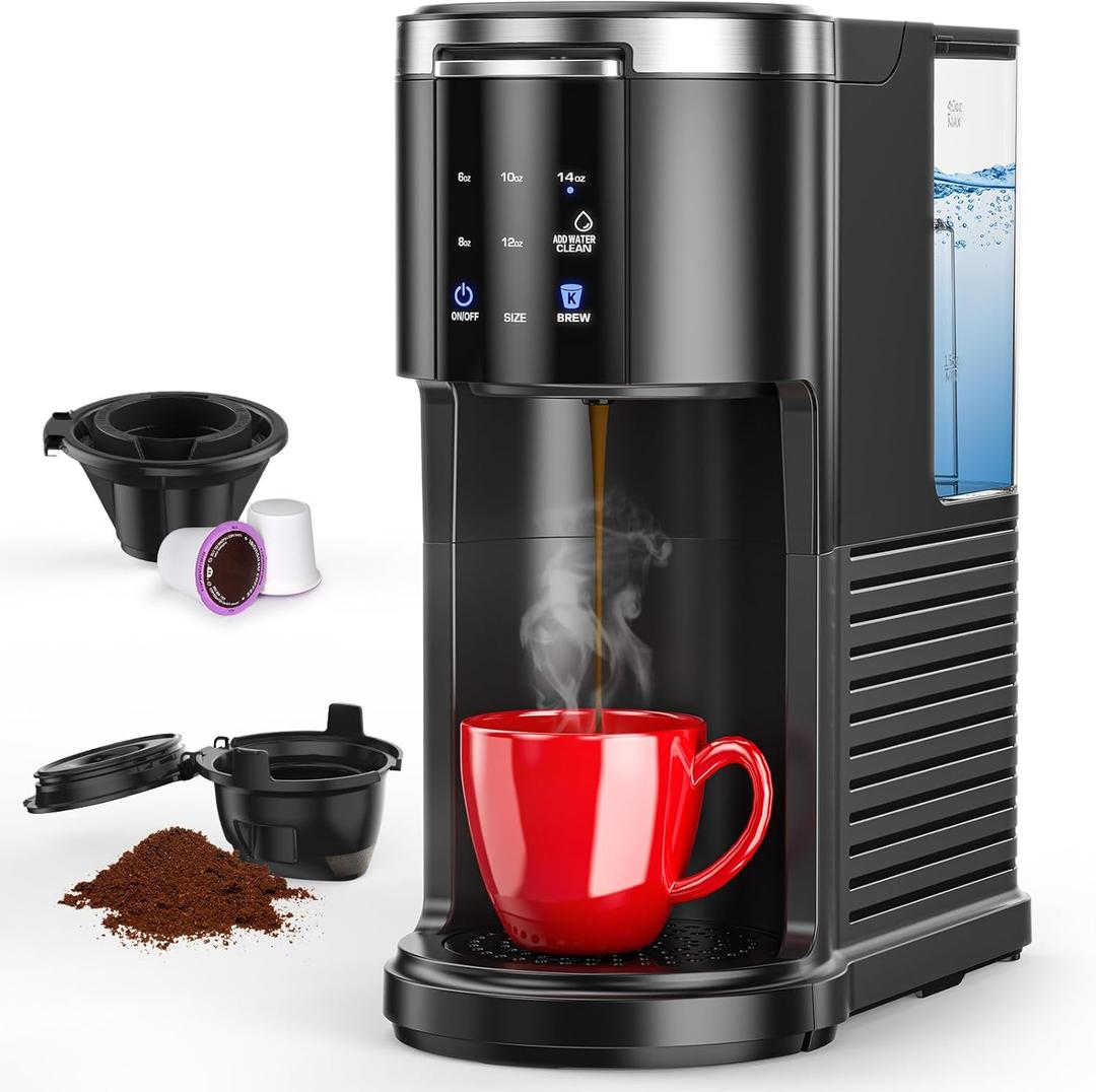 COWSAR Commercial Single Serve Coffee Maker, K Cup Coffee Brewer for Capsule and Ground Coffee, Capsule Coffee Machine with 40 Oz Water Tank, Instant-Heat, 5 Brew Sizes Up To 14 Oz, Classic Black