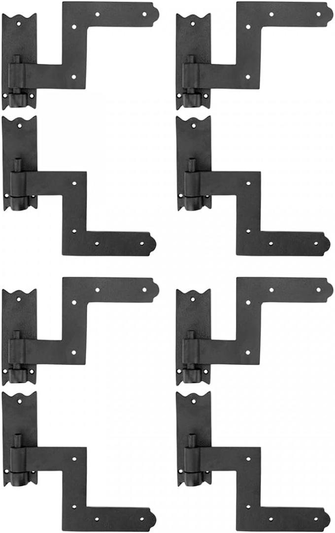 Renovators Supply Manufacturing - Heavy-Duty Black Wrought Iron Shutter Lift Off Pintle Hinges Colonial Pin Reversible for Doors, Window and Shutters with Hardware 6 1/2 Inches, Pack of 4 Pairs