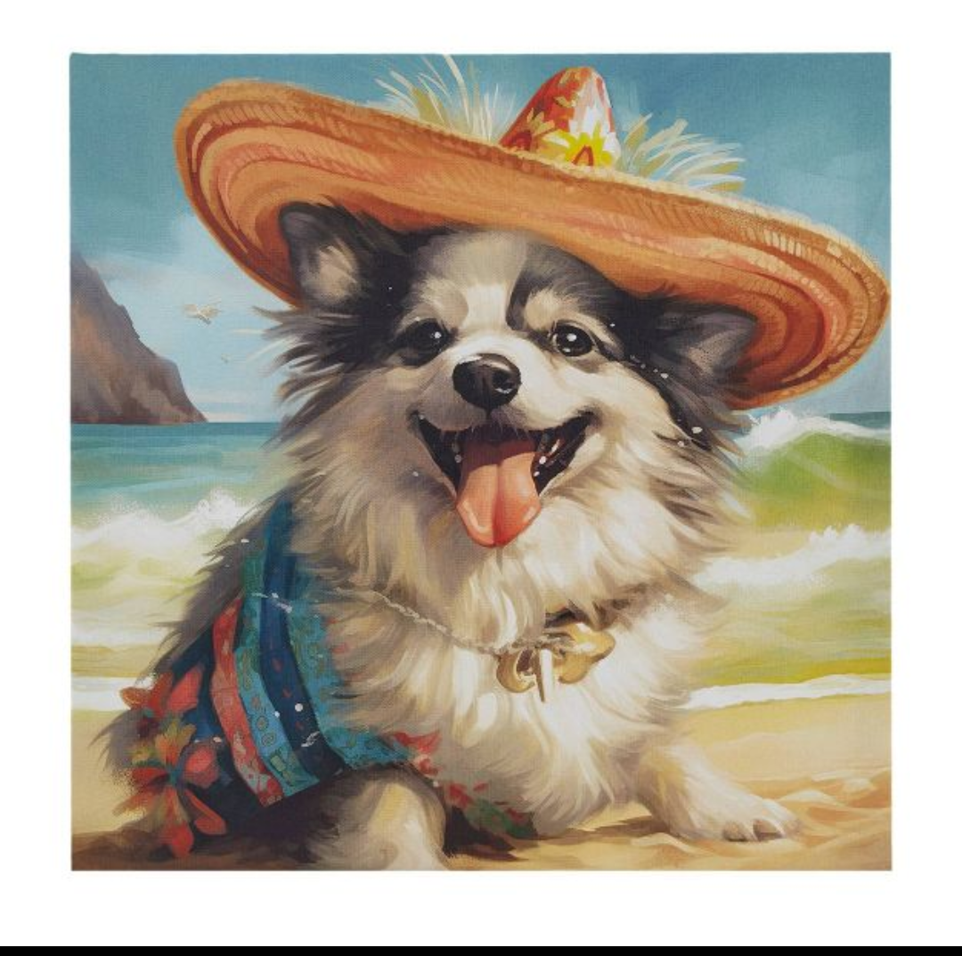 Madison Park 16"x16" Beach Playful Lively Dogs Print Canvas Wall Decor Art Blue