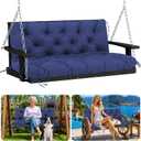 Porch Swing Cushions 60 inch Waterproof & Fade Resistant Thicken 5" Outdoor Swing Cushions 3 Seater Replacement with Backrest & Ties Patio Swing Cushions for Outdoor Furniture (Navy Blue), 60x40 inch