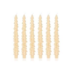 MTLEE 6 Pcs Christmas Tree Shaped Taper Candles Unscented Tree Candle Decorative Christmas Tree Candles Aesthetic Christmas Relaxation Candles Gift for Centerpiece Decorations (Ivory, 10 Inch)