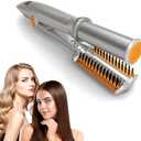 2 in1 Hair Curler Straighter Rotating Iron, Curling Iron Wand for Hair Curling and Straighting, Dry and Wet Styling Tool, Travel for Girls Women