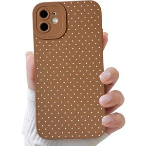 NITITOP Compatible for iPhone 11 Case Cute Dots - Brown