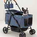 Dog Stroller for Large & Medium Dogs (20132 lbs), Pet Stroller for 2 Small Dogs, Extra Large Heavy Duty, Foldable & Ventilated, Navy Blue