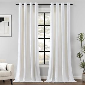 Ivory Velvet Curtains 84 inches Long Grommet Soft Velvet Curtains for Bedroom Cream Light Blocking Thermal Insulation Drapes Set of 2 Panels 52x 84