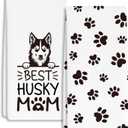 Best Husky Mom Towels Dish Towels Dishcloth, Dog Mom Gifts for Women Dog Lovers, Cute Dog Husky Decor for Kitchen Bathroom Home, 16 x 24 Farmhouse Decoration Hand Towels Set of 2. (068)