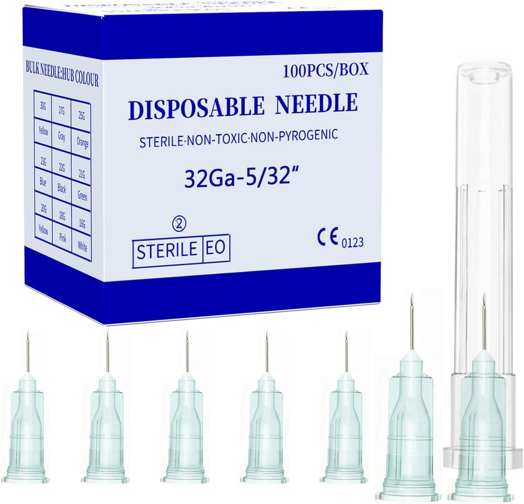 Disposable Luer Lock Needle 32Ga 4mm 100Pack(32Ga-4mm)