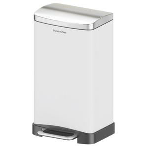 30L/8 Gallon Stainless Steel Garbage Bin with Soft-Close Lid,Step Trash Can with Removable Plastic Inner Bucket, Fingerprint-Proof(White)