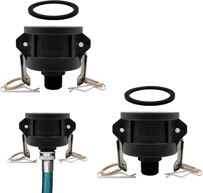 2pcs Fittings Adapter for IBC Tote Tank 275 330 Gallon Garden Hose Camlock 2 inch to 3/4 inch