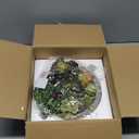 MyGift 8 Inch Round Modern Artificial Succulent Arrangement Potted in Gray Concrete Plant Bowl, Assorted Faux Mini Succulents in a Decorative Planter Pot (Grey)