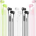Wired Earbuds with Microphone 5 Pack, in-Ear Headphones with Heavy Bass, High Sound Quality Earphones Compatible with iPad, Laptop, MP3, Android Smartphones, Fits All 3.5mm Jack Device