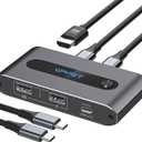 USB C KVM Switch 1 Monitors 2 Computers 4K@60Hz 2 Ports Type-C to HDMI KVM Switches for 2 USB-C Port Laptops Share Single HDMI Monitor and Keyboard Mouse (Large)