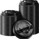 SIUQ 150 Pack Coffee Cup lids, Disposable Plastic Cup Lids for 10, 12, 16, 20, 24 oz Paper Cups, Hot/Cold Drinking Cup Lids, 3.54 Inches/90 mm Diameter - Black