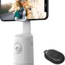 Auto Face Tracking Tripod, 360 Rotation Face Body Phone Camera Mount Smart Shooting Phone Tracking Holder with Remote,No App, Gesture Control,Smart Shooting Holder for Vlog, Streaming,Tiktok-White