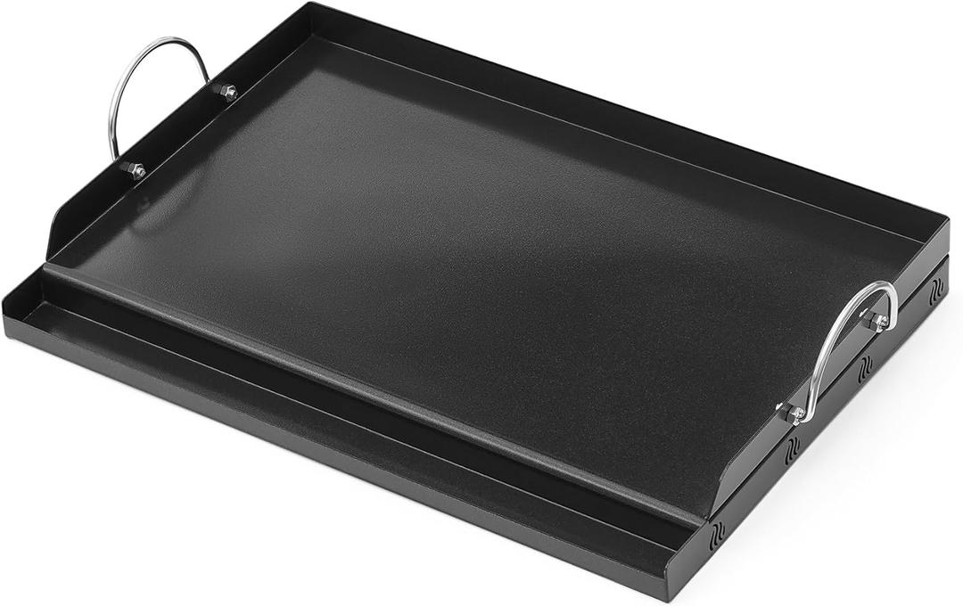 Onlyfire Universal BBQ Griddle with Handles for Charcoal/Gas Grills, Ceramic Coated Non-stick Flat Top Griddle for Outdoor Cooking, 23" x 16"
