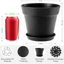 6 Pack Plastic Plant Pots with Drainage Holes and Tray, 7 inch Thickened Indoor Planters Seedlings Nursery Pots for Flowers, African Violet, Succulent and All House Plants, Black