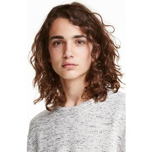 Long Wavy Brown Wig for Men Shoulder Length Side Part Heat Resistant Synthetic Cosplay Party Costume Wig