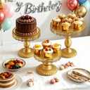 3 PCS Gold Cake Stands (8"&10"&12" Plate), Cupcake Stand With a lace hollow border Metal Cake Stand Set for Birthday Party, Wedding, Anniversary, Baby Shower