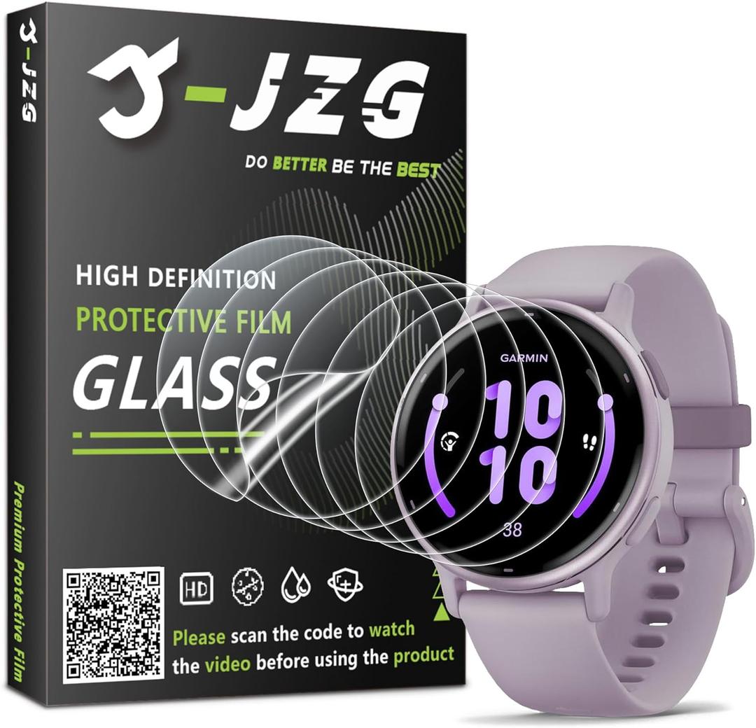 JZG 6 Pack for Garmin Vivoactive 5/6 42mm Flexible Screen Protector, Soft Film, HD Clear, Bubble Free, Anti Scratch (Transparent)