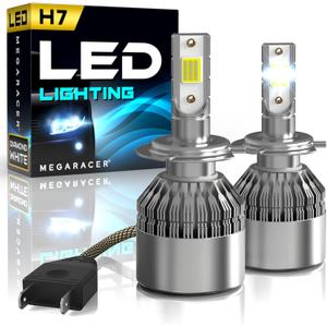 Mega Racer H7 Light Bulb | 500% Brightness | 6000K Diamond White | H7 Bulb | Luz Antiniebla | Fog Lamp Bulb Fog Light Bulbs for Car | Plug and Play | Pack of 2