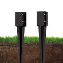 2 Pcs 24 Inch Fence Post Anchor Ground Spike, Heavy Duty 4x4 Metal Post Base (Inner Size 3.6"x3.6"), Black Powder Coated for Mailbox, Deck, Fence Support